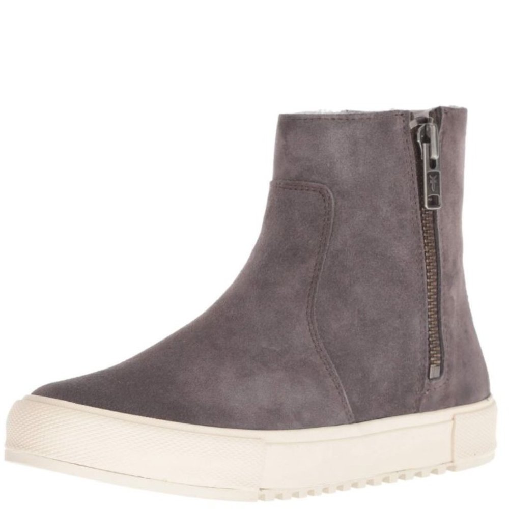 Frye Grey Shearling Double Zip Boot